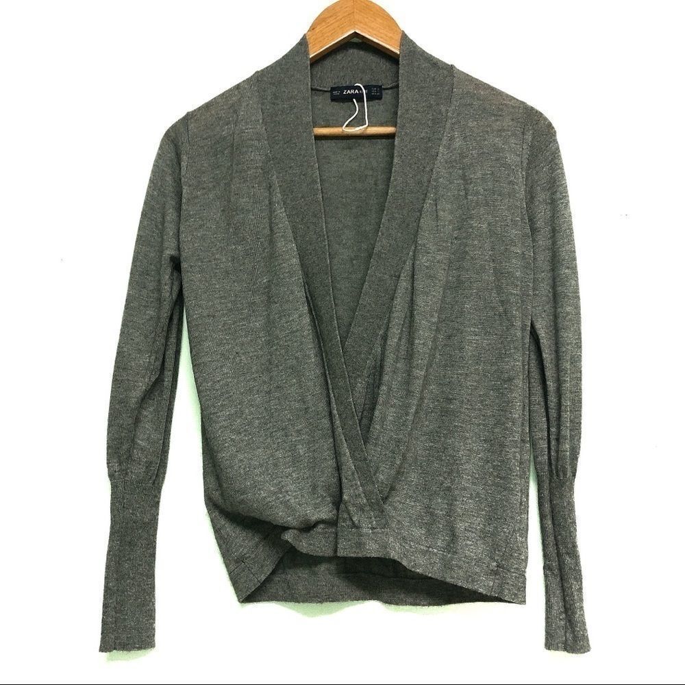 🚨 Zara Knit Gray Wrap style Woolblend top